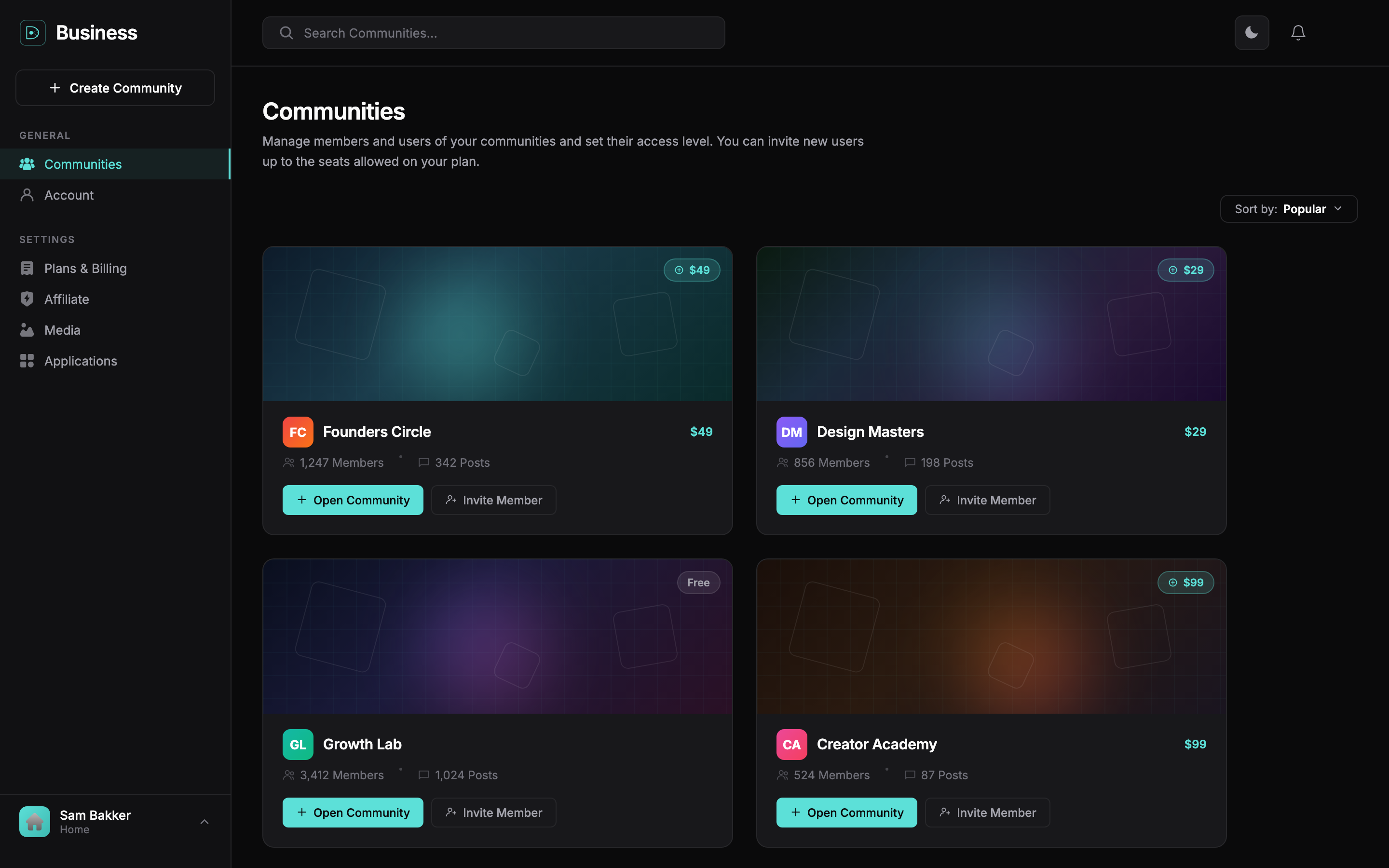 Daom Platform — Communities Dashboard