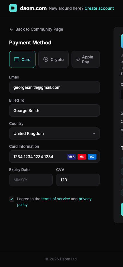 Daom mobile checkout