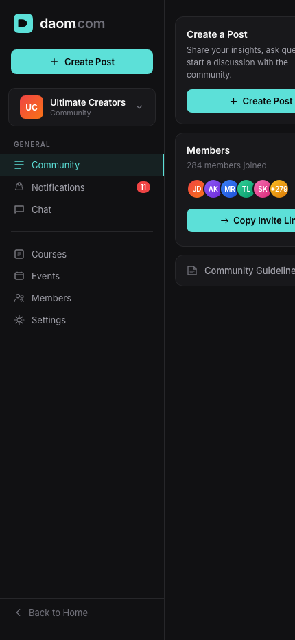 Daom mobile community feed